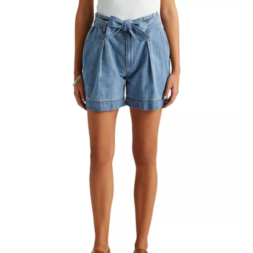 Ralph Lauren pleated/paperbag cotton denim shorts